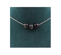 collier 3 perles œil de faucon 8 mm en acier inoxydable