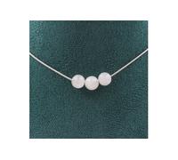 Collier 3 perles Pierre de lune du Sri Lanka 8 mm chaîne inox - A Bijoux