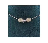 Collier 3 perles de quartz avec chaîne rutile dorée en acier inoxydable brésilien