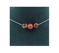 Collier avec 3 perles de quartz hématoïde de Madagascar. Chaîne en acier inoxydable de 8 mm