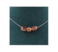 collier 3 perles Quartz rutile rouge du Brésil Chaîne en acier inoxydable