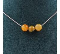 Collier 3 perles Sardonyx jaune 8 mm chaîne inox - A Bijoux Jaune G