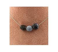 Collier avec 3 perles de sodalite du Brésil. Chaîne en acier inoxydable