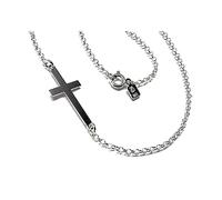 Collier 30mm en argent sterling - Chaîne croix rolo plat - Femme