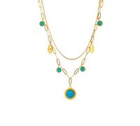 Collier 316L Synthèse Pas décoloding Green Emye Eye Long Pendant Collier pour Femmes Fashion Double Chain Jewelry Girls Party Gift Chaîne Cubaine