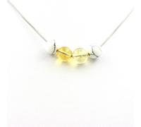 Collier 4 citrines + perles de howlite 8 mm
