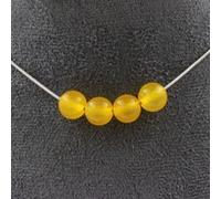 Collier 4 perles Agate jaune 8 mm chaîne inox - A Bijoux Jaune G