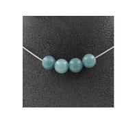 Collier 4 perles d'aigue-marine 8 mm en acier inoxydable