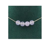 Collier 4 perles de calcédoine lavande 8 mm en acier inoxydable