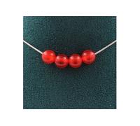 Collier avec 4 perles de calcédoine rouge 8 mm chaîne en acier inoxydable