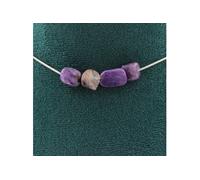 Collier 4 perles de charoïte de Russie. Chaîne en acier inoxydable