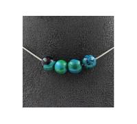 Collier avec 4 perles de chrysocolle teintées, chaîne en acier inoxydable de 8 mm