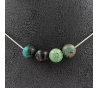 Collier 4 perles de chrysocolle de Namibie qualité 7A 8 mm chaîne en acier inoxydable