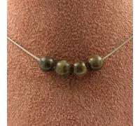 Collier 4 perles de saphir de Mogok, Birmanie, Myanmar Qualité 2A 8 mm Chaîne en acier inoxydable