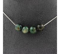 Collier 4 perles d'émeraude de Zambie. Qualité 3A chaîne en acier inoxydable de 8 mm