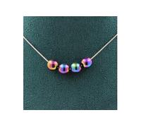 Collier avec 4 perles d'hématite colorées 8 mm, chaîne en acier inoxydable