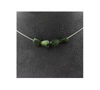 Collier avec 4 perles de jade néphrite de Sibérie (Russie). Chaîne en acier inoxydable