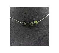 Collier 4 perles de jade néphrite de Xiuyan Chine. Chaîne en acier inoxydable