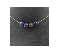 Collier avec 4 perles de jaspe bleu 8 mm, chaîne en acier inoxydable