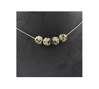 Collier avec 4 perles de jaspe dalmatien, chaîne en acier inoxydable de 8 mm