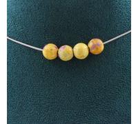 Collier 4 perles Jaspe jaune violet 8 mm chaîne inox - A Bijoux Jaune G