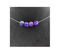 Collier 4 perles Jaspe violet bleu 8 mm chaîne inox - A Bijoux