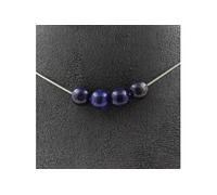 Collier 4 perles de lapis-lazuli 8 mm chaîne en acier inoxydable