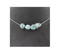 Collier 4 perles Larimar de République Dominicaine chaîne inox - A Bijoux
