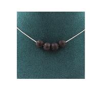 Collier 4 perles de lave 8 mm en acier inoxydable