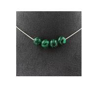 Collier 4 perles Malachite (avec résine) 8 mm chaîne inox - A Bijoux Multicolore G