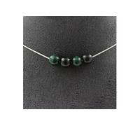Collier 4 perles Malachite du Congo Qualité 7A 8 mm chaîne inox - A Bijoux Multicolore