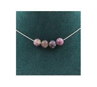 Collier 4 perles Mica violet de Tanzanie 8 mm chaîne inox - A Bijoux Violet