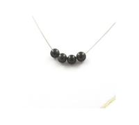 Collier avec 4 perles d'obsidienne noire 8 mm