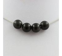 Collier 4 perles Obsidienne noire 8 mm en acier inoxydable