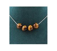 Collier avec 4 perles en oeil de tigre, chaîne en acier inoxydable de 10 mm