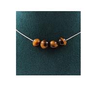 Collier avec 4 perles en oeil de tigre, chaîne en acier inoxydable de 8 mm