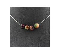 Collier avec 4 perles d'oeil de tigre Fuschia Bicolor 8 mm en acier inoxydable