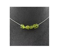 Collier 4 perles Péridot de Myanmar (Birmanie) chaîne inox - A Bijoux