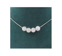 Collier 4 perles Pierre de lune du Sri Lanka 8 mm chaîne inox - A Bijoux