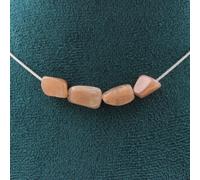 collier 4 perles Pierre de soleil de Tanzanie Chaîne en acier inoxydable