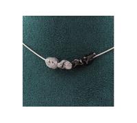 Collier avec 4 perles de quartz avec des inclusions de tourmaline du Brésil. Chaîne en acier inoxydable