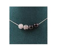 Collier avec 4 perles noires de quartz rutile 8 mm, chaîne en acier inoxydable
