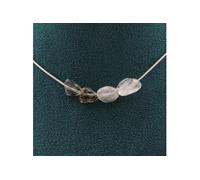 Collier avec 4 perles de quartz rutile et tourmaline du Brésil. Chaîne en acier inoxydable