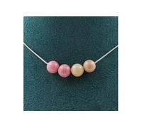 Collier avec 4 perles de rhodonite 8 mm chaîne en acier inoxydable
