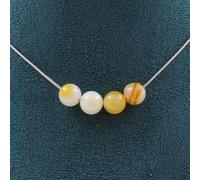 Collier 4 perles Sardonyx jaune 8 mm chaîne inox - A Bijoux Jaune G