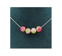 Collier avec 4 perles de pastèque et tourmaline, chaîne en acier inoxydable de 8 mm
