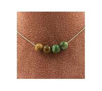 Collier avec 4 perles turquoises du Pérou, chaîne en acier inoxydable de 8 mm