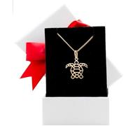 Collier 45cm - tortue tortue style géométrique origami en plaqué or - chaine et pendentif avec boite - cadeau femme