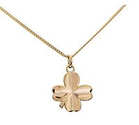 Collier 45cm | trèfle à 4 feuilles | en plaqué or véritable | ensemble pendentif porte bonheur et chainez avec boite | idée cadeau femme