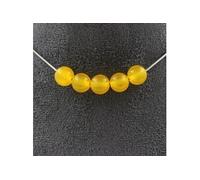 Collier avec 5 perles d'agate jaune 8 mm, chaîne en acier inoxydable